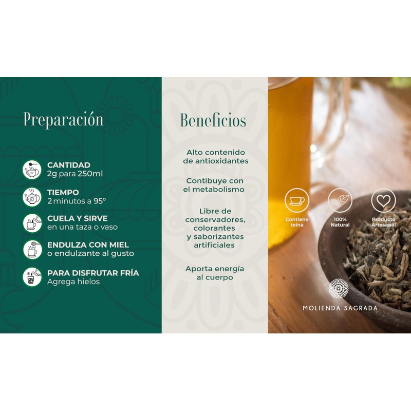 Molienda Sagrada Molienda Sagrada, Té verde Popty, Té Verde Premium