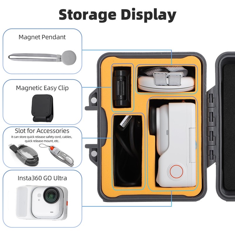 Honbobo Hard Case for Insta360 GO Ultra, Waterproof Safety Case