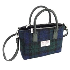 Women's Harris Tweed Small Tote Bag Brora (Black Watch), Black, S