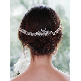 Denifery Wedding Hair Comb Rhinestone Bridal Headpieces Crystal Hair Pieces Bridesmaid Side Combs Hair Accessories for Women and Girls (Peacock Green)
