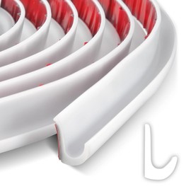 RV Rain Gutter 5 Metres Rain Gutter Motorhome Rubber Drip Strip PVC Rain Strips, J Shaped Roof Rain Diversion Self-Sealing Tape for Vehicles, Boats, Doors and Windows - White