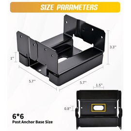 10 PCS 6x6 Post Base for Concrete,Brackets for Wood Posts,Heavy Duty Powder Coating Rust Prevention,Suitable for Deck terraces/pavilions/Steps/Fences Post Anchor Base