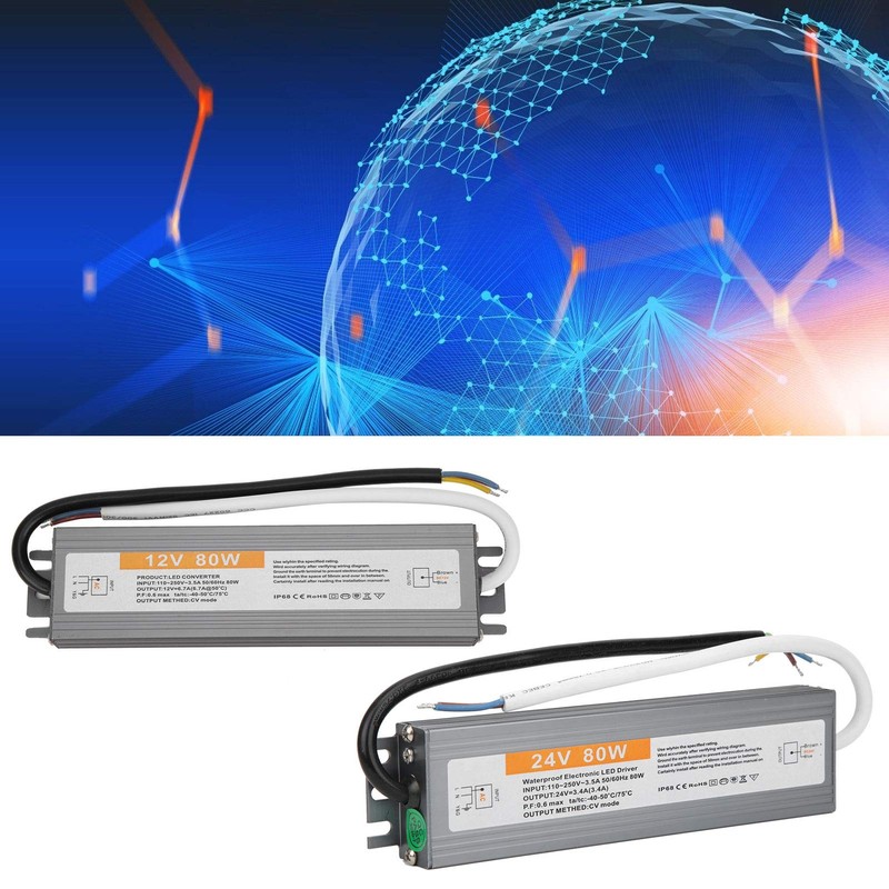 80W LED Driver Transformer, 12V/24V DC IP68 Waterproof Switching Power