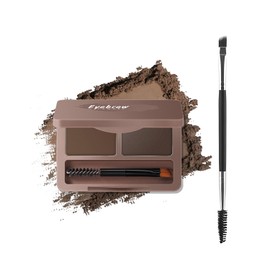 Erinde 2 colores Polvo Compacto para Cejas, Mate de Larga Duración Resistente al Agua, Color Intenso y Natural, Ideal para Diseño y Relleno de Cejas Perfectas, Incluye un cepillo de Aplicador,#02