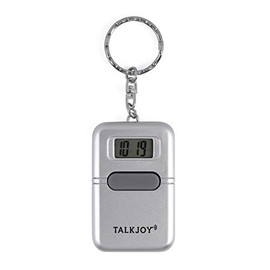 TalkJoy Talking Clock Key Fob Clock Alarm Clock Voice Output Blind Watch Pocket Watch Digital Senior Clock LCD Visually Impaired, silver, Classic