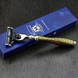 Men's Shaving Top Cartridge Razor Featuring Golden Antique Inspired Handle | Perfect for Wet Shaving & Everyday Use > Grooming Gift for Him