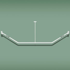 Naiture Neo-Angle Shower Curtain Rod Aluminum with Ceiling Support, 25" X 37" X 25", Matte White Finish