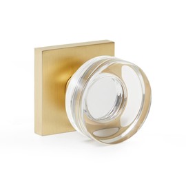 Explore Hardware Florence Model Solid Brass Non-Turning Single Dummy Door Knob, Crystal with Satin Gold Brass