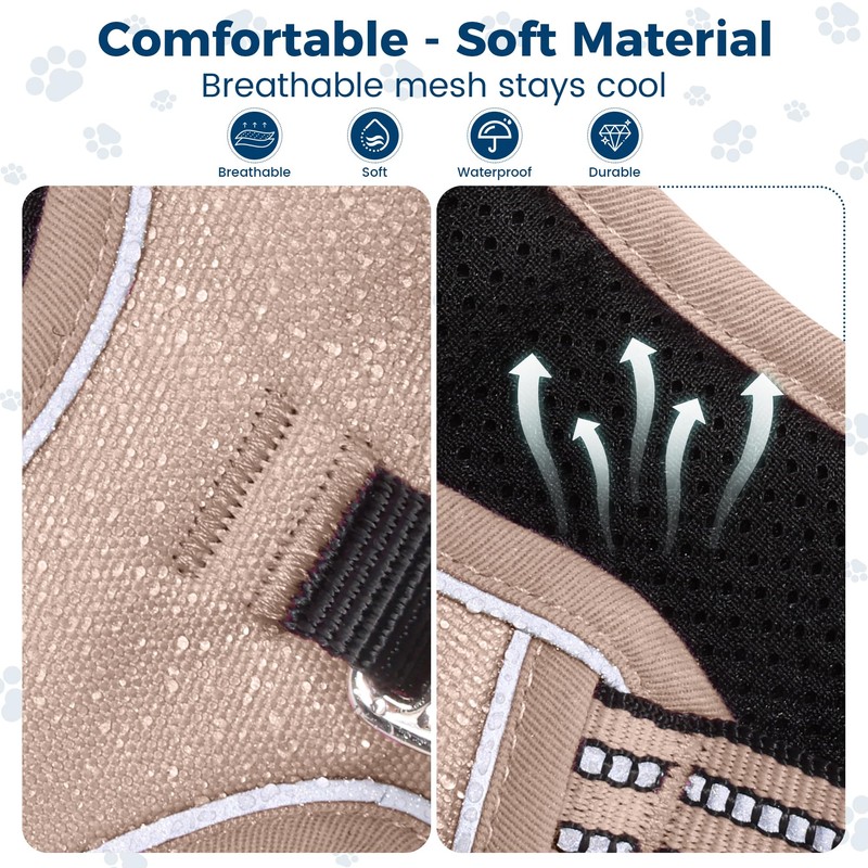 Funfox Dog Harness Large No Pull, Adjustable 2 Clips Anti-Pull