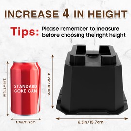 MixDora Bed Risers 4 Inch Furniture Risers Bed Lift Risers for Caster Wheels or Posts of Bed Table Couch Chair 4 Pack Black (4 Inch)