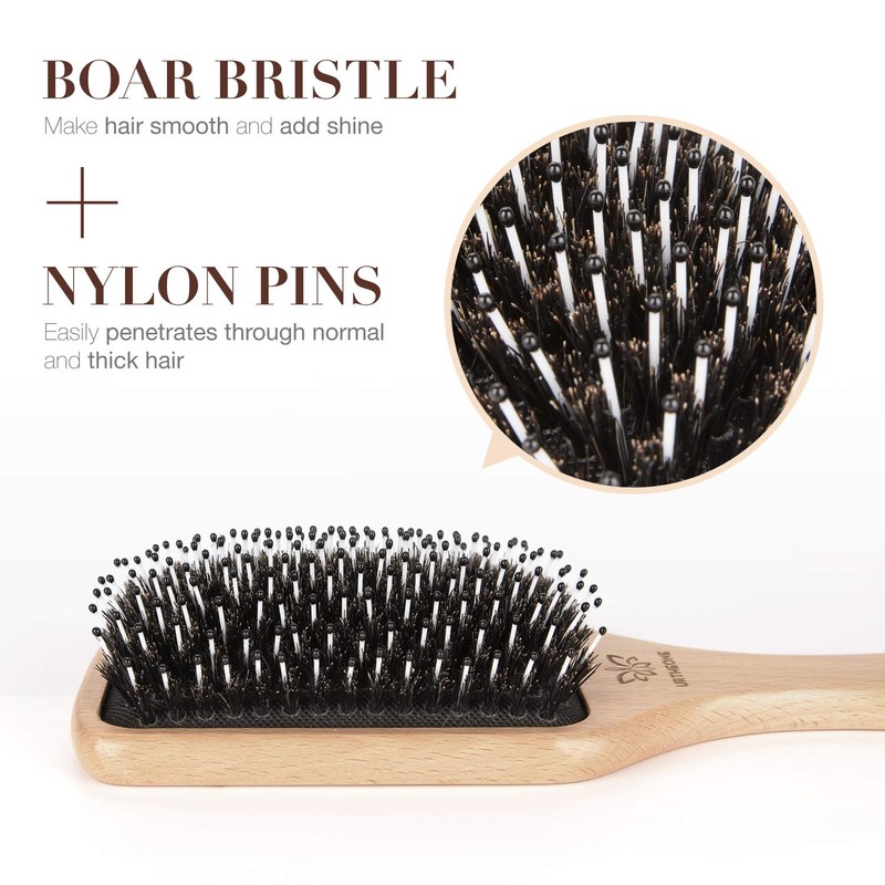 URTHEONE Hair Brush Boar Bristle Hairbrush for Thick Curly Thin