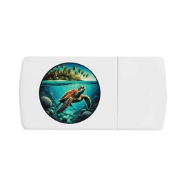 'Tropical Island Turtle' Pill Box with Tablet Splitter (PI00032955)