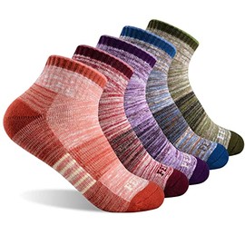 Women's Hiking Walking Socks, FEIDEER 5-Pack Outdoor Recreation Socks Cushioned Athletic Low Cut Ankle Quarter Socks (5WSS20405-M)