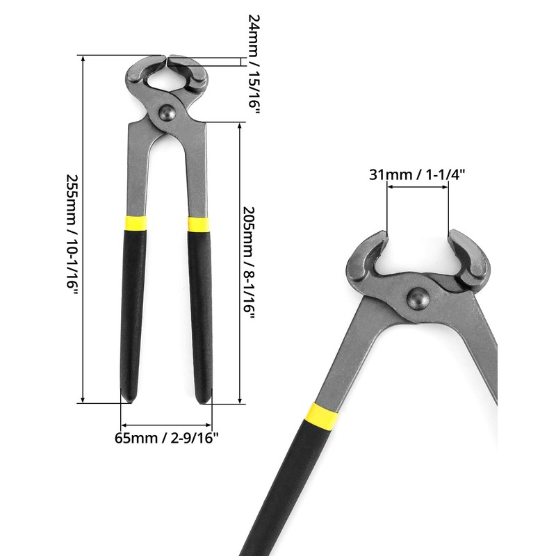QWORK® Carpenters' Pincers, End Cutting Pliers, 10" / 250mm,New Upgrade,