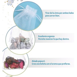 Naler 50 Bolsas de Organza para Dulces Bolsitas de Tela para Regalos de Fiestas Recuedos de Boda Bautizo Bolsa Pequeña para Guardar Joyería (10 X 15 cm)