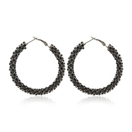 Shiny Large Hoop Earrings for Women Girls Boho Rhinestone Big Wrapped Hoops Dangle Huggie Earring Lightweight Comfortable Sparkle Wedding Christmas Birthday Jewelry Gifts 50mm (AB Crystal)