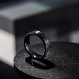Greenpod 6mm Black Wedding Ring for Men Women Brushed Tungsten Carbide Engagement Band Rings Size 9