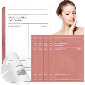 Mascarillas Faciales：Bio Mascarilla Colageno 4pcs-Collagen Real Deep Mask | Low Molecular Collagen Face | Reduce Los Poros Y Aumenta La Elasticidad pa