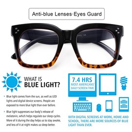 FEISEDY Blue Light Blocking Reading Glasses Oversized Readers Designer Luxury Square Eyewear Frame B2695(200,Black Gradient Leopard)