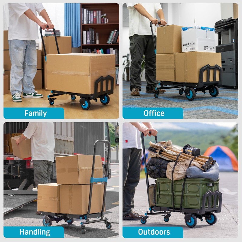 SEESII Foldable Dolly Cart with Wheels, 330 lbs Max Capacity