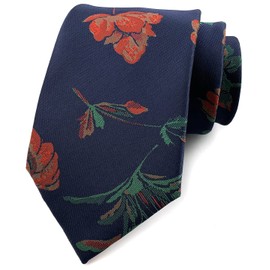 Elfeves - Corbata para hombre, diseño floral, diseño de jacquard, Rojo Navy, Talla única