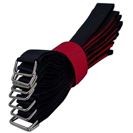Lumonic 10 x Velcro Ties 600 x 38 mm Crossed Black Red Reusable Cable Ties Made of Velcro Tape for Attaching or Cable Management