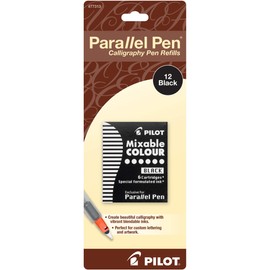 PILOT Parallel Mixable Color Ink Refills for Calligraphy Pens, Black Ink, 12-Pack (77313)