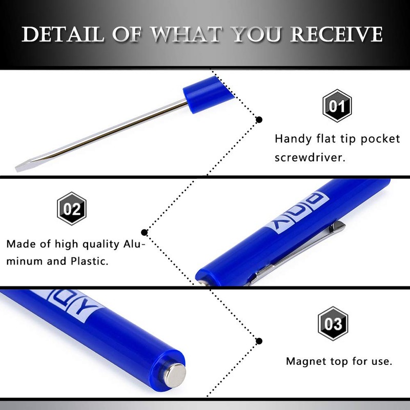PQY Pocket Magnetic Screwdriver Slotted Head With Magnet Top +