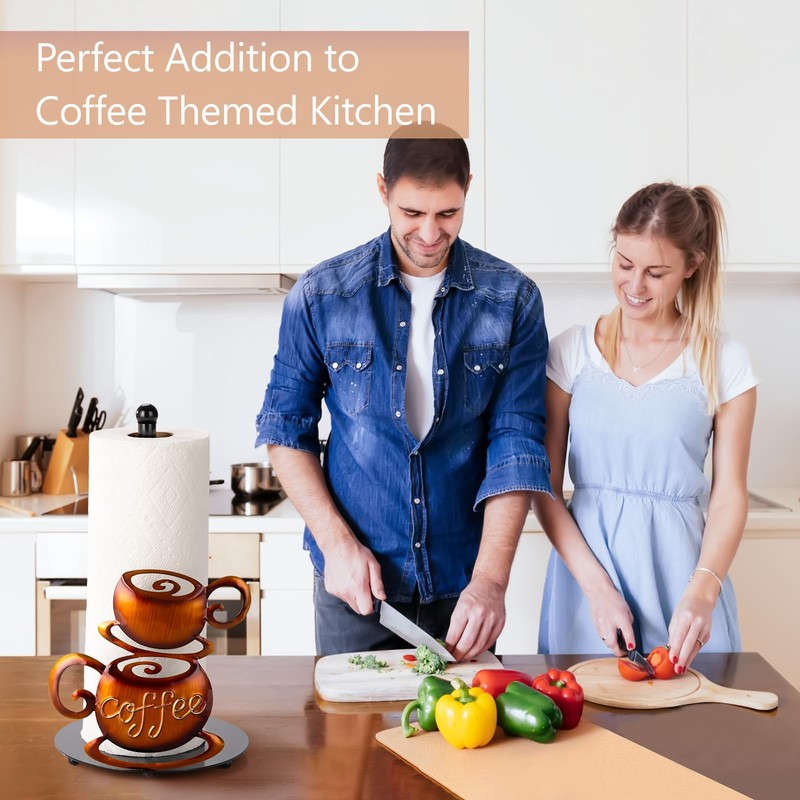 Standing Paper Towel Roll Holder Countertop for Coffee Lovers Women