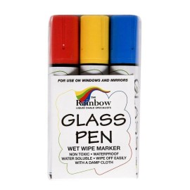 Rainbow Chalk Markers Glass Pen Liquid Paint Marker: Red, Yellow, Blue 3 Pack Jumbo For Glass Windows