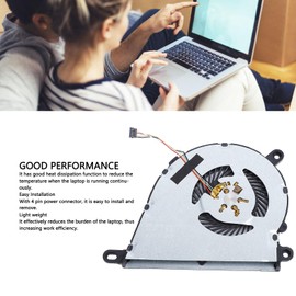 CPU Cooling Fan for HP, 4 Pin Silent Replacement Laptop CPU Cooling Fan for 15 DY 14 DQ 15 EF 14S DQ 15S FQ L68136 005, Reduce Temperature, CPU Fan with Repair Kit