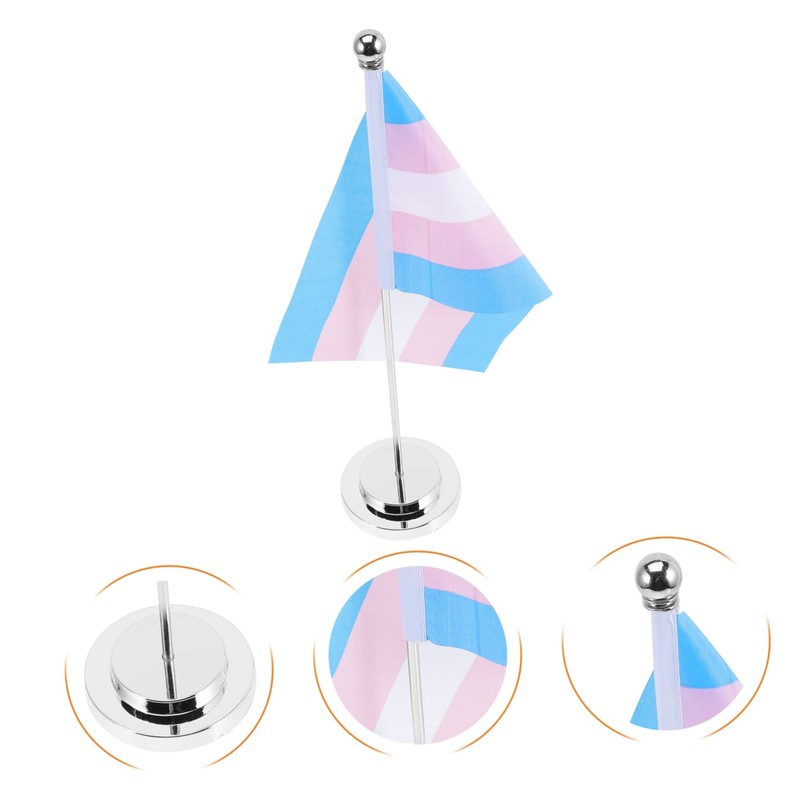 TEHAUX 1set Rainbow Table Flag Pride Decorations Desk Flag Rods