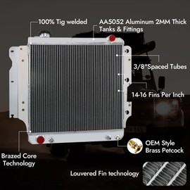 RadBuild 3 Row All Aluminum Radiator for 1987-2006 Jeep TJ YJ Wrangler 2.4 2.5L L4 GAS 4.0 4.2L L6 GAS