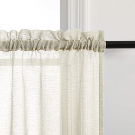 Pitalk Cortinas de nivel de 30 pulgadas de longitud para ventanas pequeñas, juego de cortinas de café con bolsillo para barra, cortina semitransparente de lino texturizado, para caravana, granja, cocina, cortinas para ventana de baño, cortinas, sótano, c