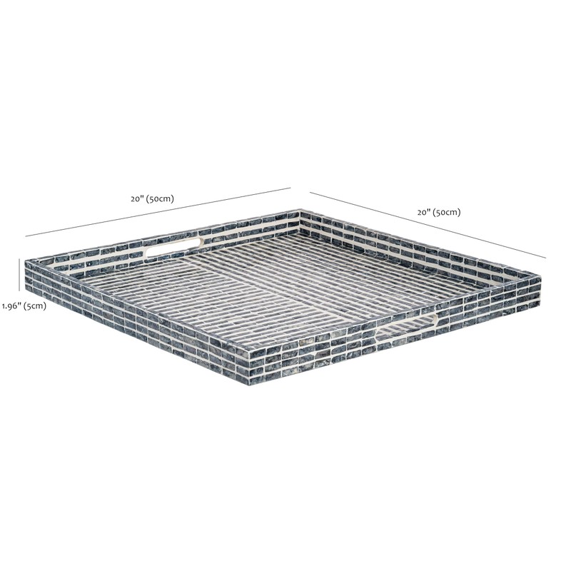 PEMAR Extra Large Square 20" Capiz Shell Ottoman Tray with