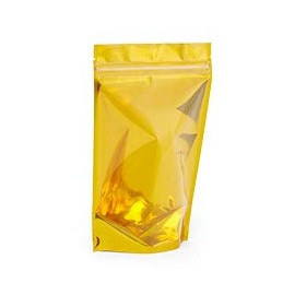 25ea - 5-7/8 X 3-1/2 X 9 Gold Dual-Shld Stnd-Up Pouch-P - 4 mil Thick Gusset - 3 1/2''