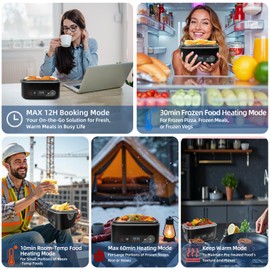 Swiitaey Cordless Electric Lunch Box 5.1 Cups, 24,000mAh Rechargeable Heated Lunch Box for Adults, Men, Portable Food Warmer Self Heating Lunches Boxs with Insulated Bag, Cutlery, Removable Divider