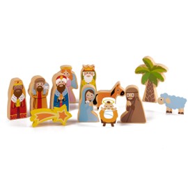 Wooden Nativity Scene for Kids - 20pcs Set - Crèche de Noël en Bois Pour Enfants