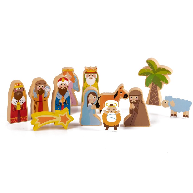 Wooden Nativity Scene for Kids - 20pcs Set - Crèche