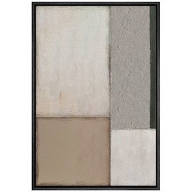 SIGNWIN Framed Canvas Print Wall Art Mid-Century Tan Grunge Color Blocks Abstract Shapes Illustrations Modern Art Decorative Boho Relax/Zen Nordic for Living Room, Bedroom, Office - 24"x36" Black