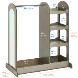 ECR4Kids Dress Up Center with Mirror, Costume Organizer, Grey Wash