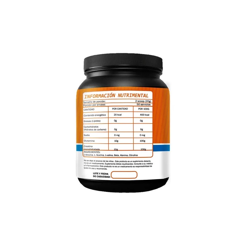 Suplemento Creatina Glutamina Pre Promex 1kg 50 Servicios