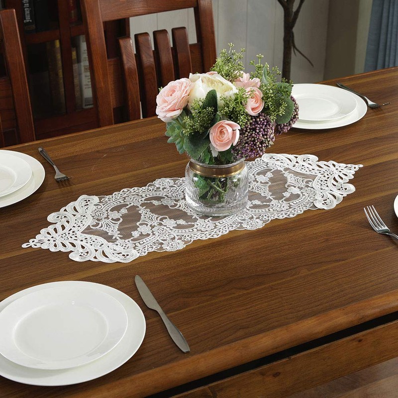 ARTABLE Lace Table Runner Dresser Scarf Macrame Embroidered Table Runners
