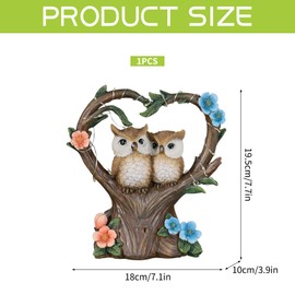 DAZZTIME Garden Decoration for Outdoor Weatherproof, Owl Garden Figures, Garden Decoration for Outdoor Figures, LED Garden Light, Decorative Owl Figures, Garden Figures Outdoor, for Outdoor Garden