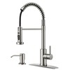 FORIOUS Kitchen Faucet with Soap Dispenser, Burhsed Nickel Stainless Steel