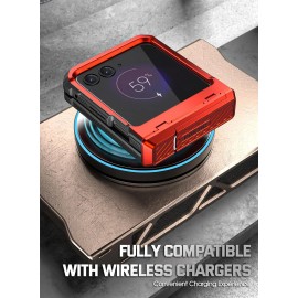 Poetic Spartan Case For Moto Razr + Plus 2023 Kickstand Hybrid Cover Red