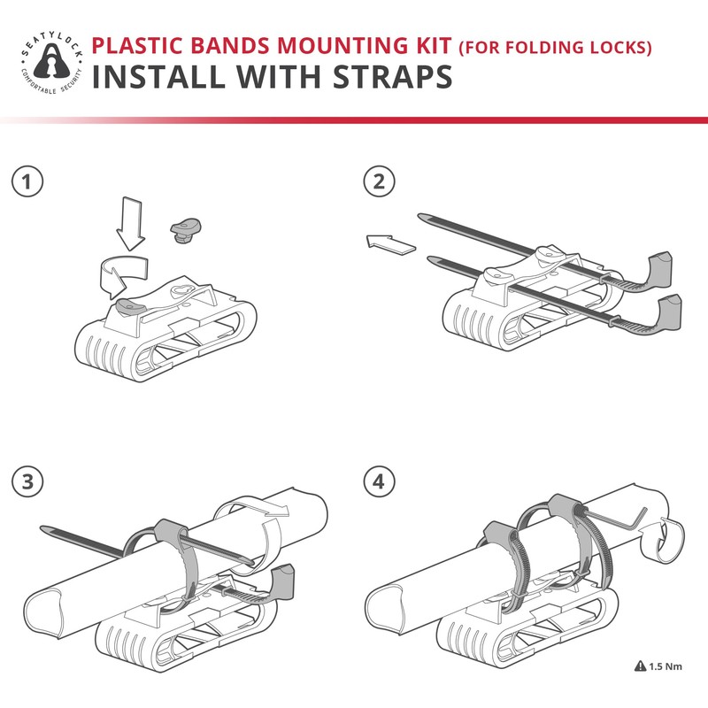 Seatylock FoldyLock Accessory Mounting Kit for Seatylock Folding Bike Locks