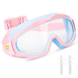 Fonyet Beschlag Children's Diving Goggles HD Swimming Goggles with Ear Plugs and Adjustable Headband for Children 3-15 Years, Wide Angle Diving Mask UV Protection (Pink)