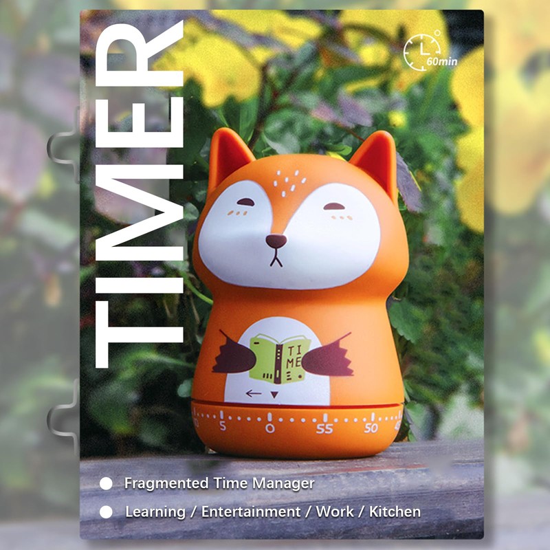 Mechanical Kitchen Timer, Cute Wind Up 60-Minute Manual Countdown for