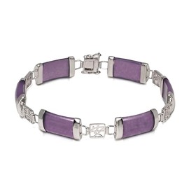 JewelryWeb - 925 Sterling Silver 7.25" 8mm Good Fortune Segment Bracelet - Green Jade Bracelet for Women - Black Onyx Bracelet - Jewelry Gift for Mom (Purple)